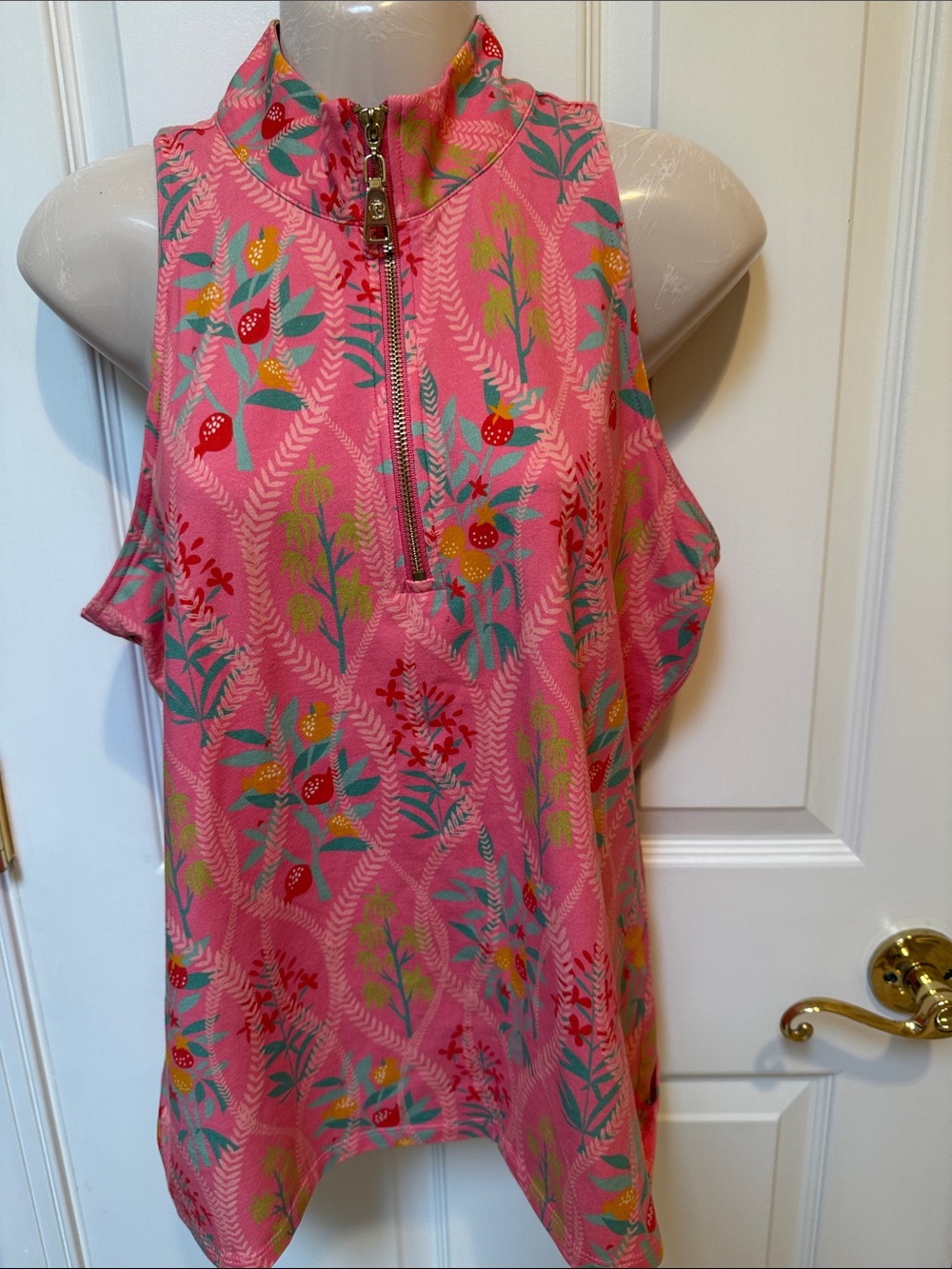 Spartina 449 Pink Floral Zip Tank